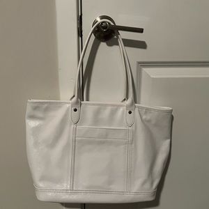 Longchamp White Leather Tote